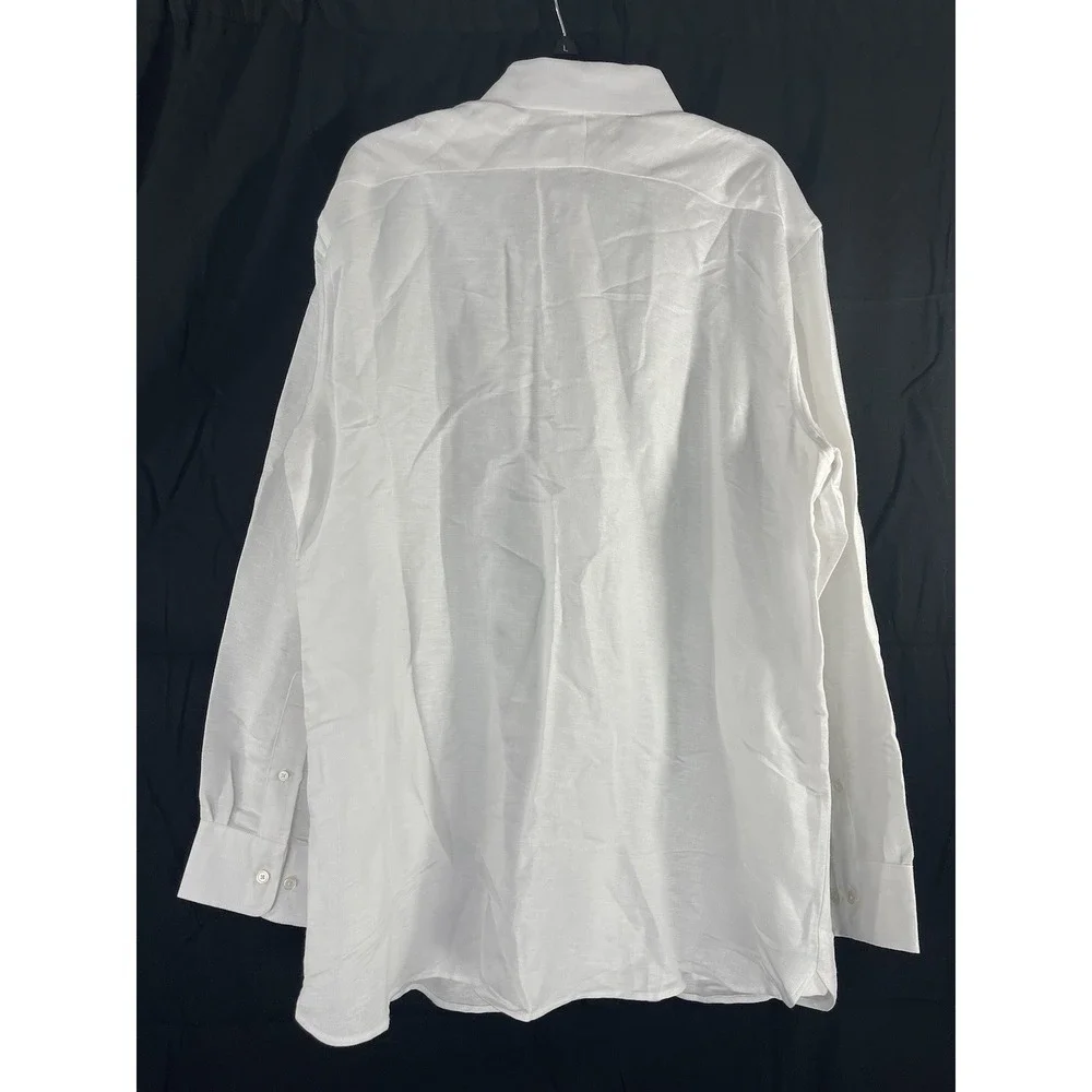 NWT Banana Republic Men's White Slim Linen Blend Button Up Long Sleeve Top XL